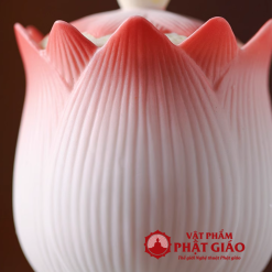 Coc Nuoc Tho Gom Su Hinh Bup Sen Hong Cao 9.5cm vppg 5