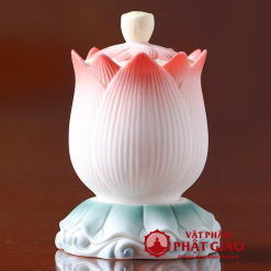 Coc Nuoc Tho Gom Su Hinh Bup Sen Hong Cao 9.5cm vppg 6