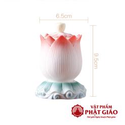 Coc Nuoc Tho Gom Su Hinh Bup Sen Hong Cao 9.5cm vppg 9