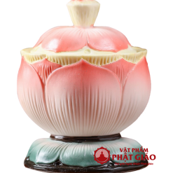 Coc Nuoc Tho Gom Su Hinh Hoa Sen Do De Xanh Cao 9.5cm vppg 1