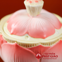 Coc Nuoc Tho Gom Su Hinh Hoa Sen Do De Xanh Cao 9.5cm vppg 10