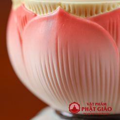 Coc Nuoc Tho Gom Su Hinh Hoa Sen Do De Xanh Cao 9.5cm vppg 12