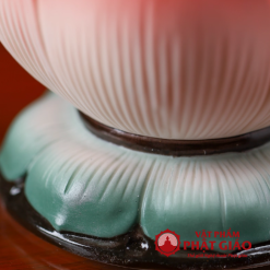 Coc Nuoc Tho Gom Su Hinh Hoa Sen Do De Xanh Cao 9.5cm vppg 13