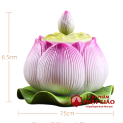 Coc Nuoc Tho Hinh Bup Sen Hong Bang Gom Su Cao 9.5cm vppg 3
