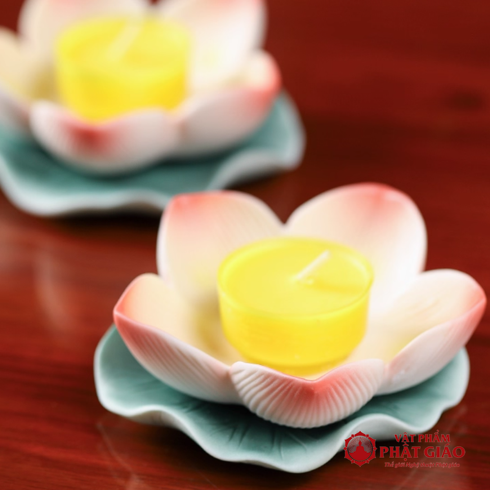 Đế Nến Gốm Sứ Hoa Sen Hồng Lá Xanh 8cm vppg 5 De Nen Gom Su Hoa Sen Hong La Xanh 8cm vppg 5
