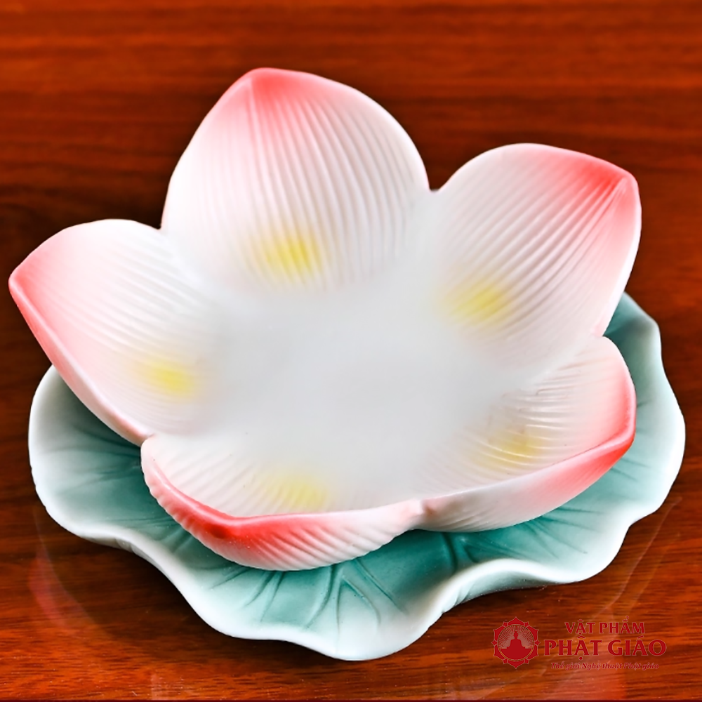 Đế Nến Gốm Sứ Hoa Sen Hồng Lá Xanh 8cm vppg 6 De Nen Gom Su Hoa Sen Hong La Xanh 8cm vppg 6