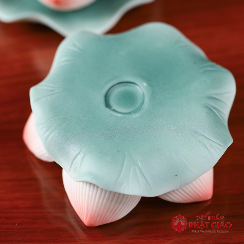 Đế Nến Gốm Sứ Hoa Sen Hồng Lá Xanh 8cm vppg 7 De Nen Gom Su Hoa Sen Hong La Xanh 8cm vppg 7