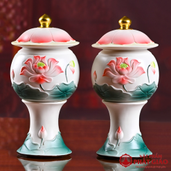 Den Tho Dien Bang Gom Hoa Tiet Hoa Sen Cao 22.5cm vppg 1