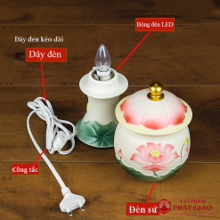 Den Tho Dien Bang Gom Hoa Tiet Hoa Sen Cao 22.5cm vppg 4