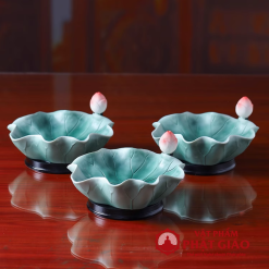 Dia Dung Trai Cay Long Sau Bang Gom Su Hinh La Sen Xanh vppg 7