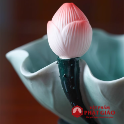 Dia Dung Trai Cay Long Sau Bang Gom Su Hinh La Sen Xanh vppg 8