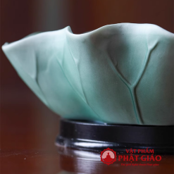 Dia Dung Trai Cay Long Sau Bang Gom Su Hinh La Sen Xanh vppg 9