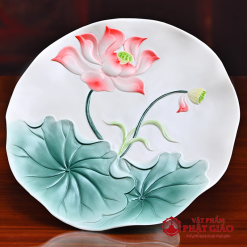 Dia Tho Mam Bong Gom Hoa Tiet Hoa Sen Do La Xanh Duong Kinh 20cm vppg 2