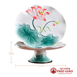 Dia Tho Mam Bong Gom Hoa Tiet Hoa Sen Do La Xanh Duong Kinh 20cm vppg 3