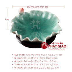 Dia Tho Mam Bong Hinh La Sen Xanh Bang Gom Su Nhieu Kich Co vppg 1