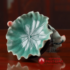 Dia Tho Mam Bong Hinh La Sen Xanh Bang Gom Su Nhieu Kich Co vppg 2