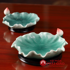 Dia Tho Mam Bong Hinh La Sen Xanh Bang Gom Su Nhieu Kich Co vppg 3