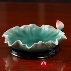 Dia Tho Mam Bong Hinh La Sen Xanh Bang Gom Su Nhieu Kich Co vppg 4