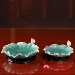 Dia Tho Mam Bong Hinh La Sen Xanh Bang Gom Su Nhieu Kich Co vppg 8