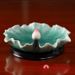 Dia Tho Mam Bong Hinh La Sen Xanh Bang Gom Su Nhieu Kich Co vppg 9