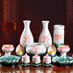 Giá Đỡ Nến Gốm Hình Hoa Sen Màu Đỏ Cam 5 Gia Do Nen Gom Hinh Hoa Sen Mau Do Cam vppg 6