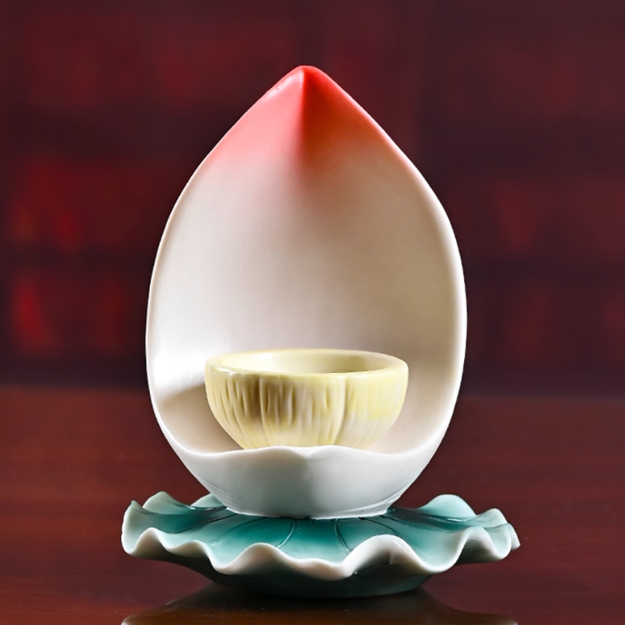 Giá Đỡ Nến Gốm Hình Hoa Sen Màu Đỏ Cam vppg Gia Do Nen Gom Hinh Hoa Sen Mau Do Cam vppg