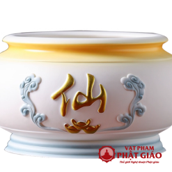 Bát Hương Bằng Gốm Màu Trắng Xanh Chữ "Tiên", Nhiều Kích Cỡ 1 Bat Huong Bang Gom Mau Trang Xanh Chu Tien Nhieu Kich Co 1