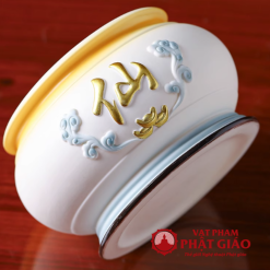 Bát Hương Bằng Gốm Màu Trắng Xanh Chữ "Tiên", Nhiều Kích Cỡ 13 Bat Huong Bang Gom Mau Trang Xanh Chu Tien Nhieu Kich Co 13