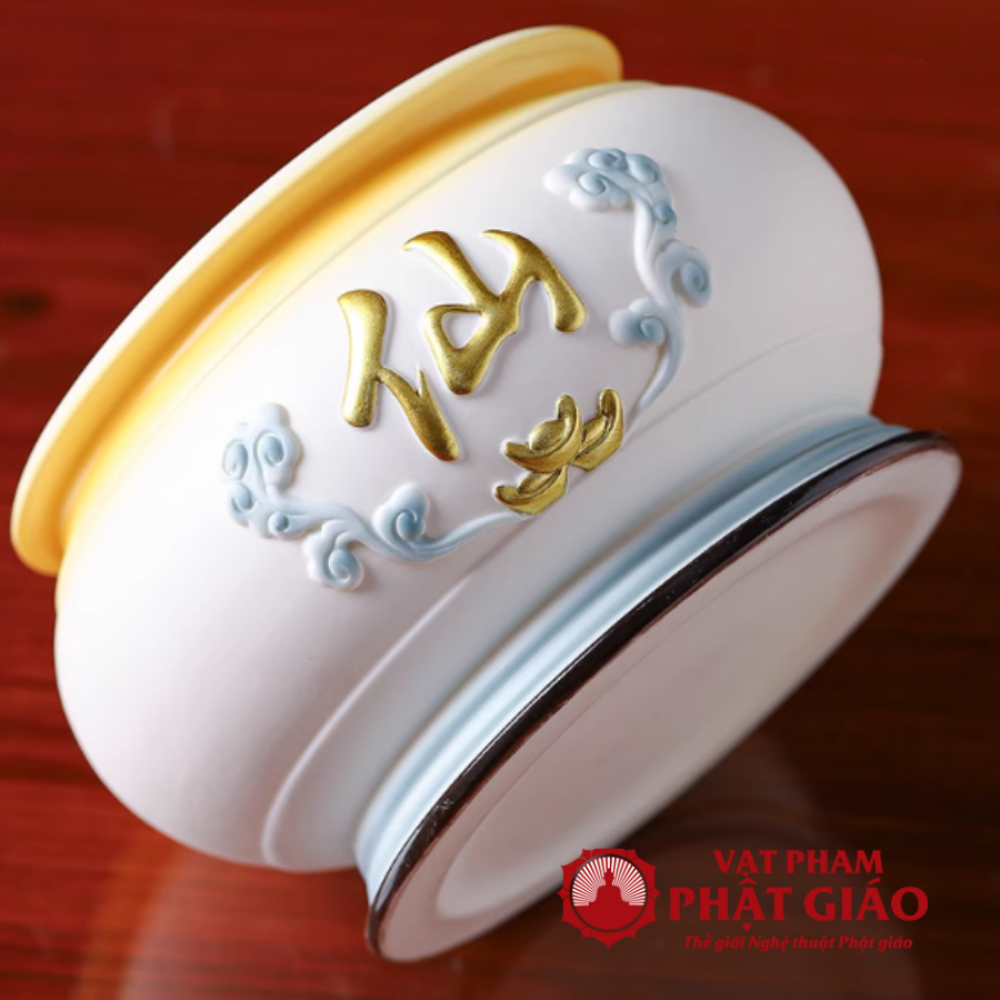 Bát Hương Bằng Gốm Màu Trắng Xanh Chữ Tiên, Nhiều Kích Cỡ 13 Bat Huong Bang Gom Mau Trang Xanh Chu Tien Nhieu Kich Co 13