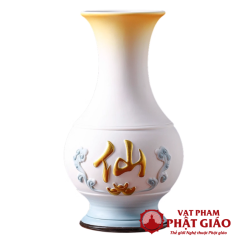 Binh Bong Bang Gom Mau Trang Xanh Chu Tien Cao 25cm 1