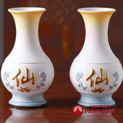 Binh Bong Bang Gom Mau Trang Xanh Chu Tien Cao 25cm 12