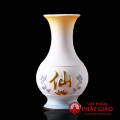 Binh Bong Bang Gom Mau Trang Xanh Chu Tien Cao 25cm 13