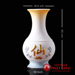 Binh Bong Bang Gom Mau Trang Xanh Chu Tien Cao 25cm 14