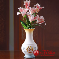 Binh Bong Bang Gom Mau Trang Xanh Chu Tien Cao 25cm 3