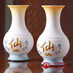 Binh Bong Bang Gom Mau Trang Xanh Chu Tien Cao 25cm 7