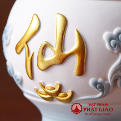 Binh Bong Bang Gom Mau Trang Xanh Chu Tien Cao 25cm 8