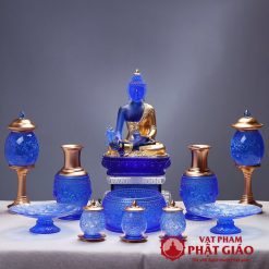 Cốc Nước Thờ Lưu Ly Họa Tiết Hoa Sen Màu Xanh Coban 7 Coc Nuoc Tho Luu Ly Hoa Tiet Hoa Sen Mau Xanh Coban 4