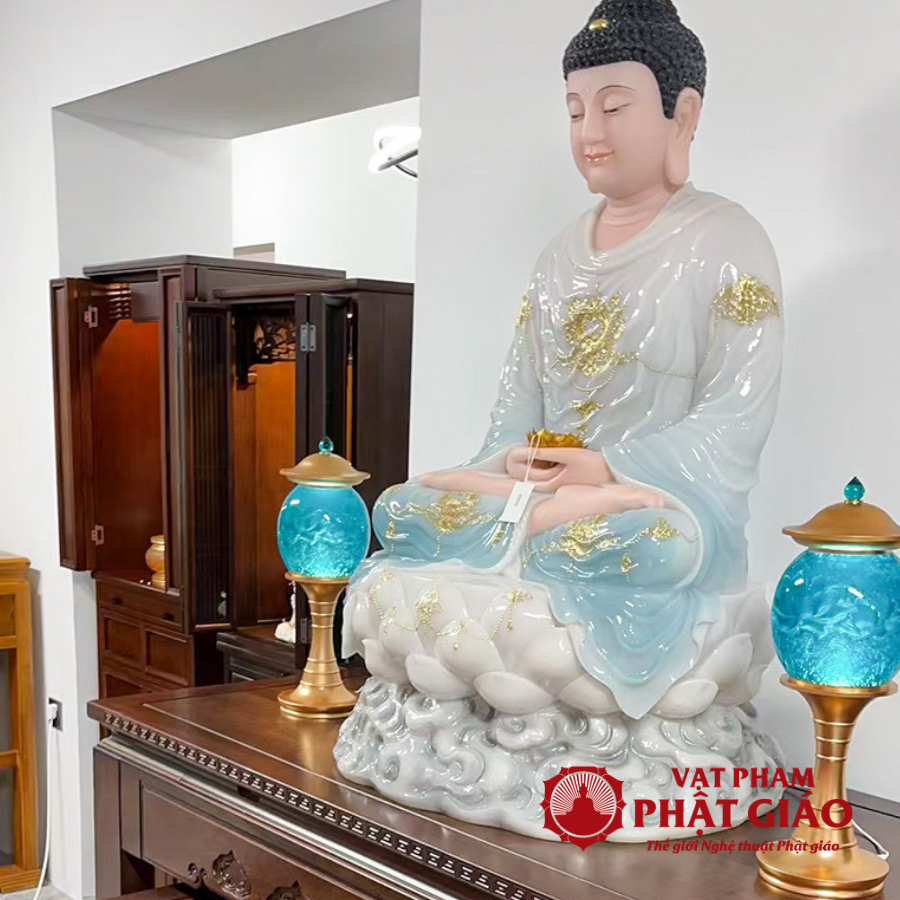 Đôi Đèn Thờ Lưu Ly Họa Tiết Hoa Sen Màu Xanh Coban, Nhiều Kích Cỡ 8 Doi Den Tho Luu Ly Hoa Tiet Hoa Sen Mau Xanh Coban Nhieu Kich Co 8