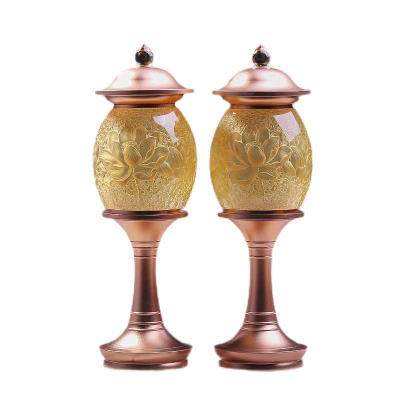 Đôi Đèn Thờ Lưu Ly Trong Suốt Họa Tiết Hoa Sen Tinh Tế 1 Doi Den Tho Luu Ly Trong Suot Hoa Tiet Hoa Sen Tinh Te 1