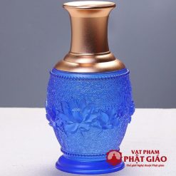 Lọ Hoa Lưu Ly Họa Tiết Hoa Sen Màu Xanh Coban 1 Lo Hoa Luu Ly Hoa Tiet Hoa Sen Mau Xanh Coban 1