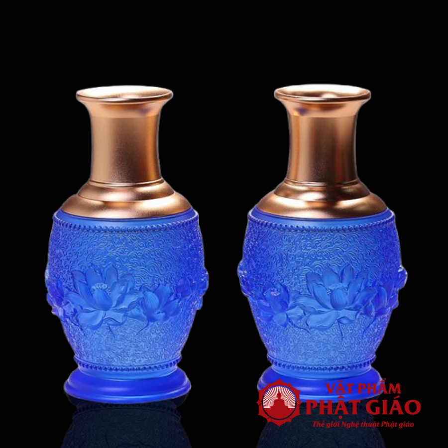 Lọ Hoa Lưu Ly Họa Tiết Hoa Sen Màu Xanh Coban 5 Lo Hoa Luu Ly Hoa Tiet Hoa Sen Mau Xanh Coban 5