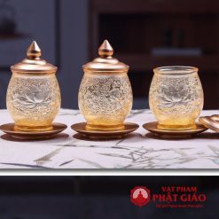 Ly Nước Thờ Lưu Ly Trong Suốt Họa Tiết Hoa Sen Tinh Tế 7 Ly Nuoc Tho Luu Ly Trong Suot Hoa Tiet Hoa Sen Tinh Te 7