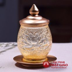 Ly Nước Thờ Lưu Ly Trong Suốt Họa Tiết Hoa Sen Tinh Tế 8 Ly Nuoc Tho Luu Ly Trong Suot Hoa Tiet Hoa Sen Tinh Te 8