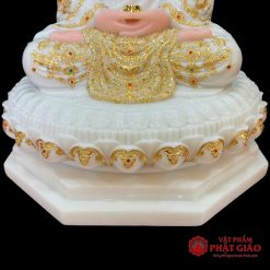 Tuong Phat Thich Ca Tinh Tam Ngoi De Sen 8 Canh Trang Vien Vang Cao 50cm vppg 5