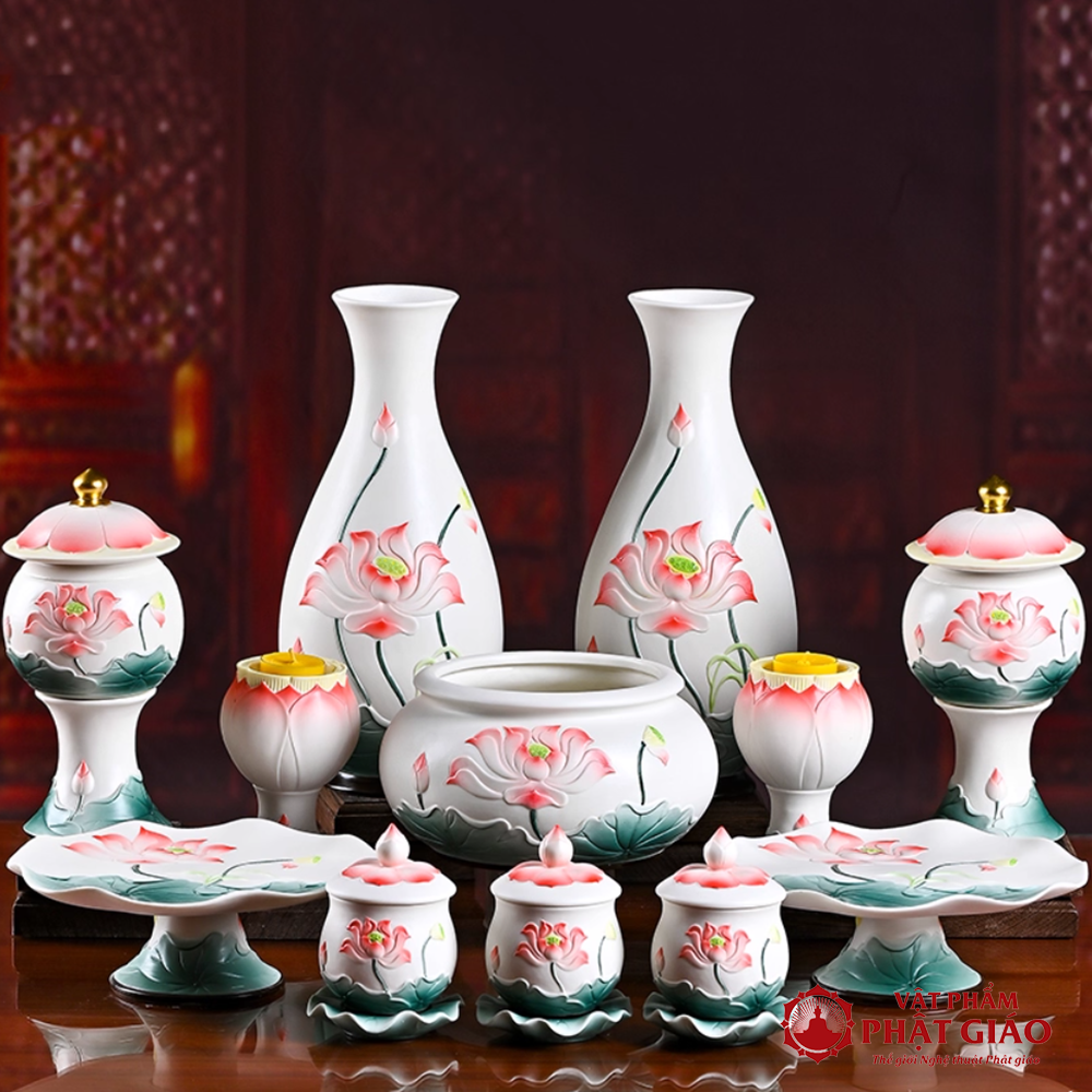 bo-do-tho-gom-su-tao-hinh-hoa-sen-do-trang-nha-3 bo do tho gom su tao hinh hoa sen do trang nha 3