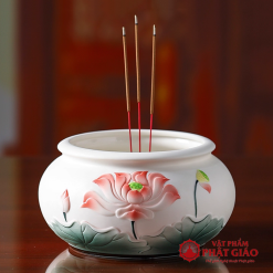 Bộ Đồ Thờ Gốm Sứ Tạo Hình Hoa Sen Đỏ Trang Nhã 5 bo do tho gom su tao hinh hoa sen do trang nha 5