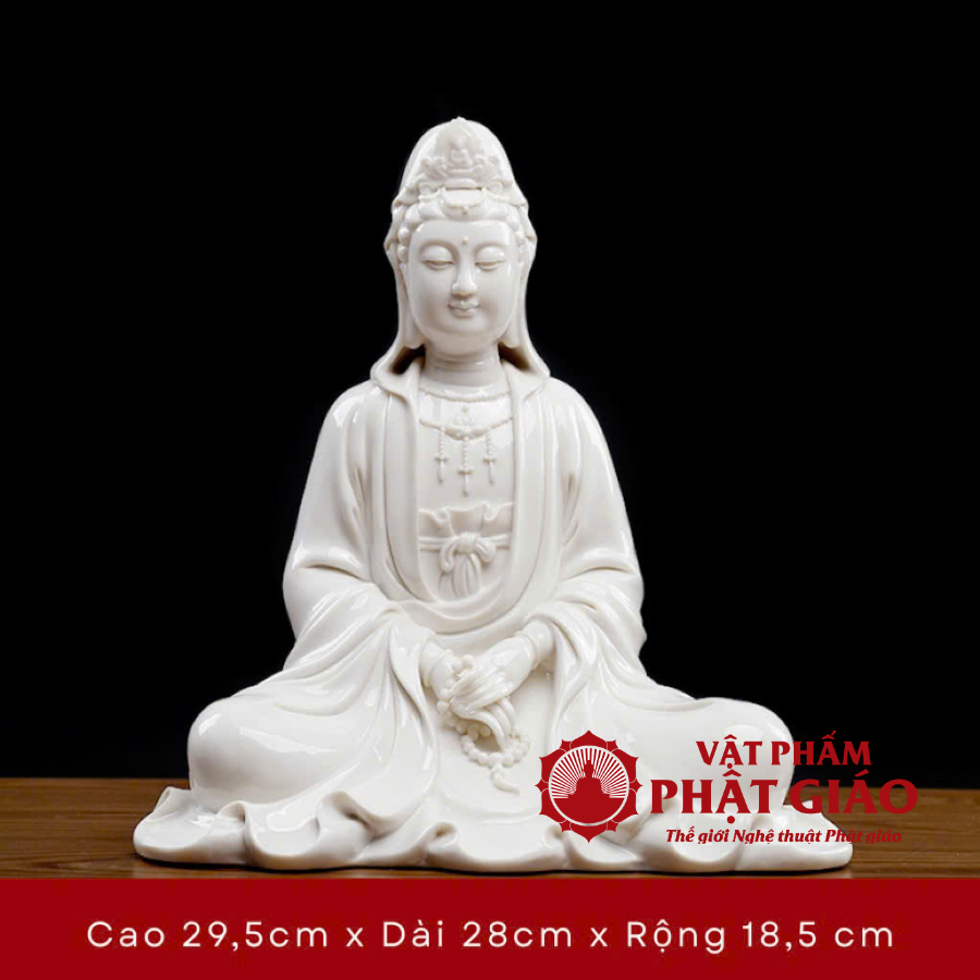 Tượng Phật Quan Âm Tịnh Tự Chất Liệu Sứ Trắng, Cao 29,5cm 1 Tuong Phat Quan Am Tinh Tu Chat Lieu Su Trang Cao 295cm 1