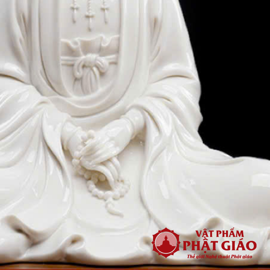 Tượng Phật Quan Âm Tịnh Tự Chất Liệu Sứ Trắng, Cao 29,5cm 2 Tuong Phat Quan Am Tinh Tu Chat Lieu Su Trang Cao 295cm 2