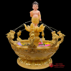 Chậu Tắm Phật Cửu Long Hoa Sen Bột Đá Thạch Anh - Ảnh 6