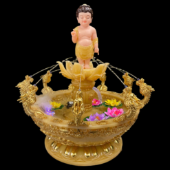 Chậu Tắm Phật Cửu Long Hoa Sen Bột Đá Thạch Anh